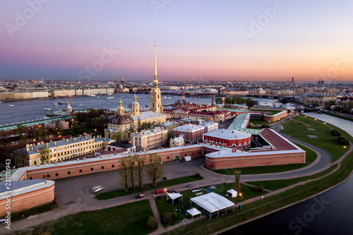 Aerial view of Peter and Paul Fortress  Neva river  Saint Petersburg  Russia