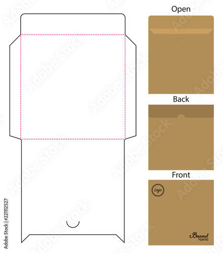 Envelope die cut mock up template Vector 