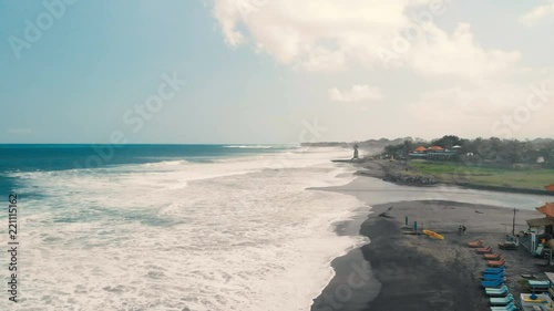 4K Drone Footage of Canggu shore in Bali Indonesia Beach photo