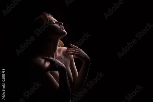 girl on a black background
