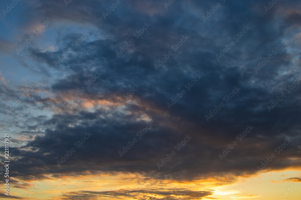 Beautiful clouds at sunset, abstract nature background