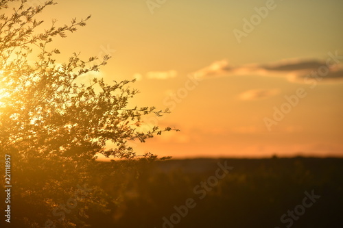 dramatic orange sunset on top of a mountain