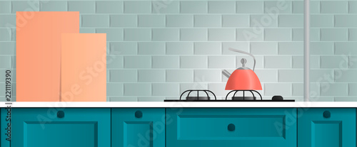 beautiful bright kitchen background. kitchen set. gradient
