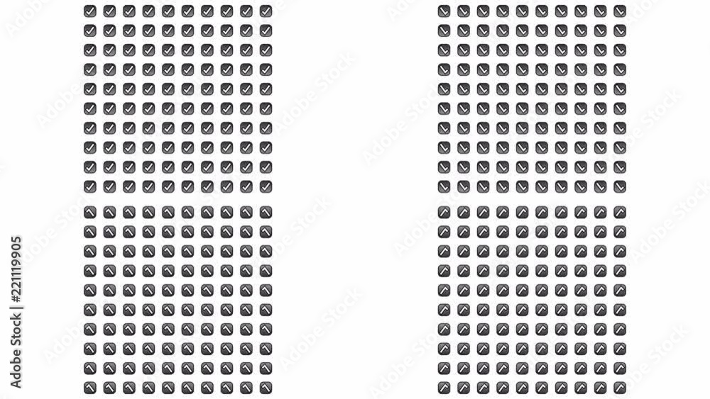 Motion graphics animated check uncheck box radio button pattern matrix