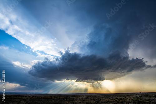 Low-precipitation supercell spins outside of Roswell, New Mexico, near sunset photo