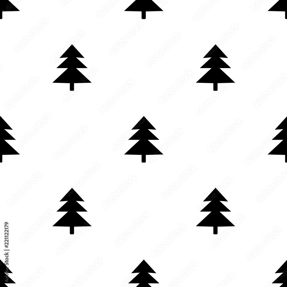 Seamless pattern with black fir on the white background. Seamless pattern with black fir on the white background.