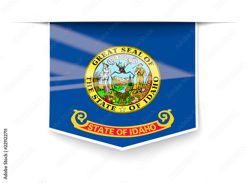 idaho state flag square label with shadow. United states local flags idaho state flag square label with shadow. United states local flags