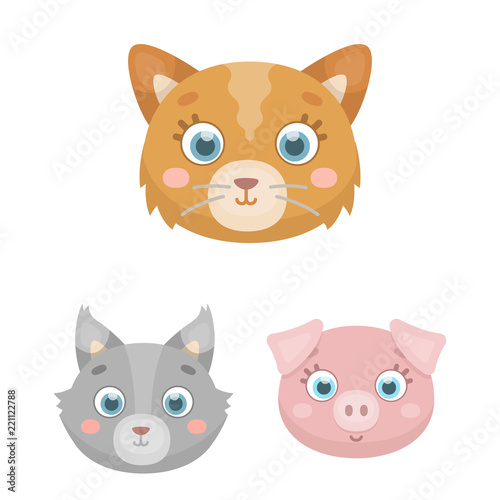Muzzles of animals cartoon icons in set collection for design. Wild and domestic animals vector symbol stock web illustration.