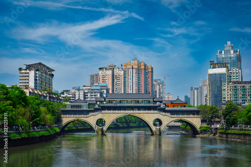 Vászonkép Anshun bridge at day. Chengdu, China