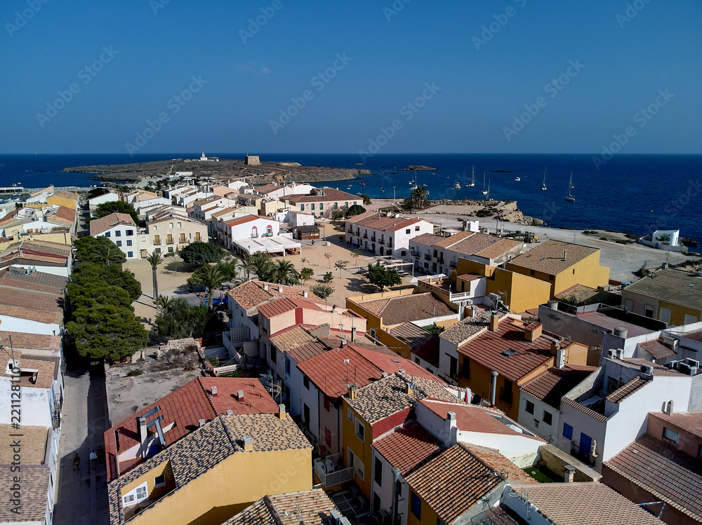 Aerial view of Tabarca Island townscape. Spain