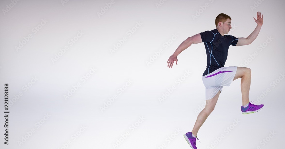 Fototapeta premium Athletic fit man with blank white background