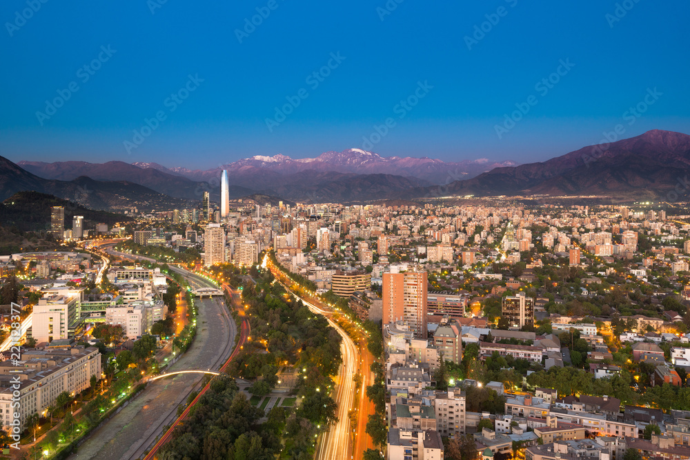 Panoramic view of Providencia and Las Condes districts, Santiago de Chile