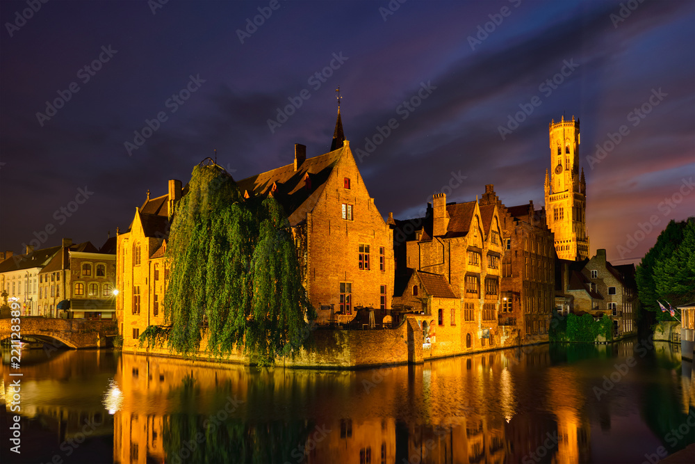 Famous view of Bruges, Belgium Famous view of Bruges, Belgium