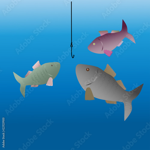 Fishes and a hook