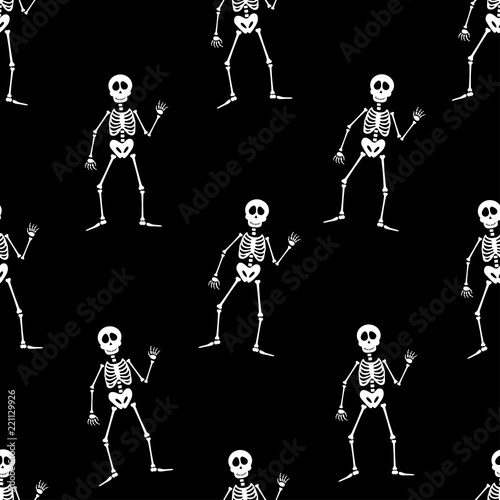 Abstract seamless halloweenskeleton pattern for girls or boys. Creative vector pattern with skeleton, halloween. Funny halloween skeleton pattern for textile and fabric.Fashion style. Colorful picture