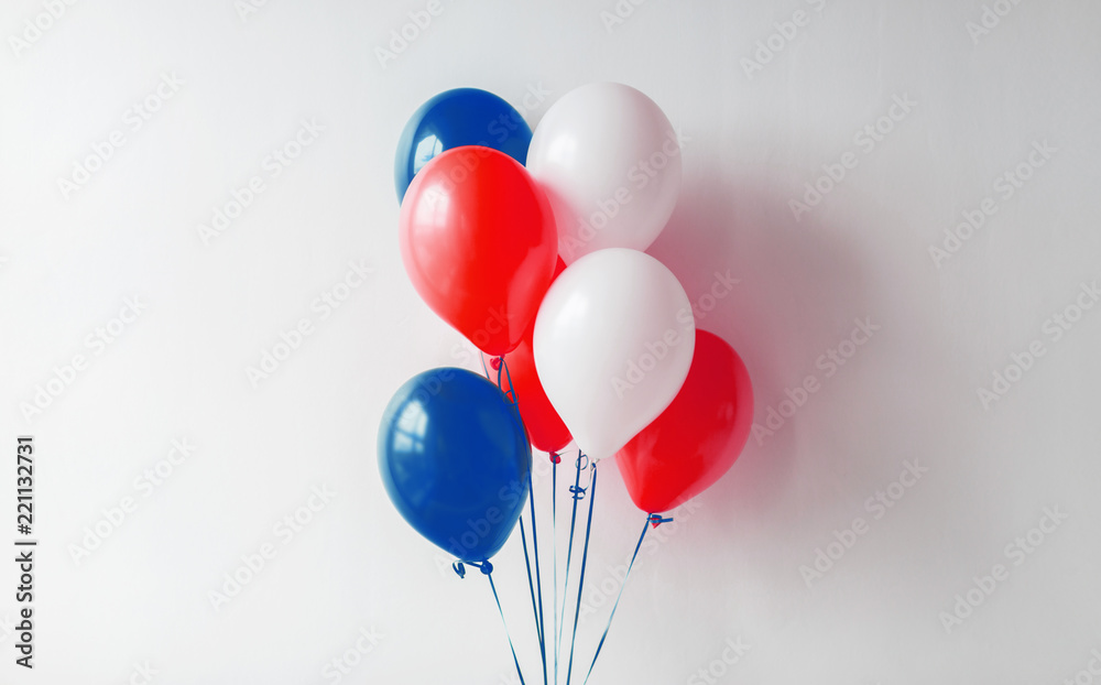 holidays and decorations concept - red, white and blue air balloons for 4th of july or birthday party holidays and decorations concept - red, white and blue air balloons for 4th of july or birthday party
