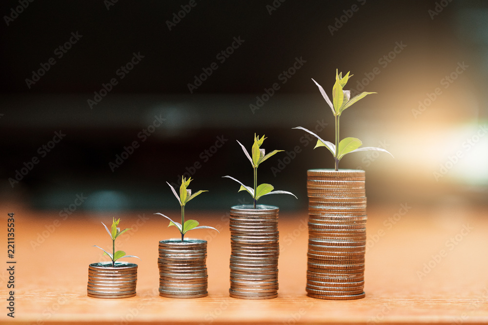 step of coins stacks, money, saving and investment or family planning concept. step of coins stacks, money, saving and investment or family planning concept.