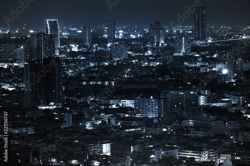 dark blue night cityscape in high contrast concept