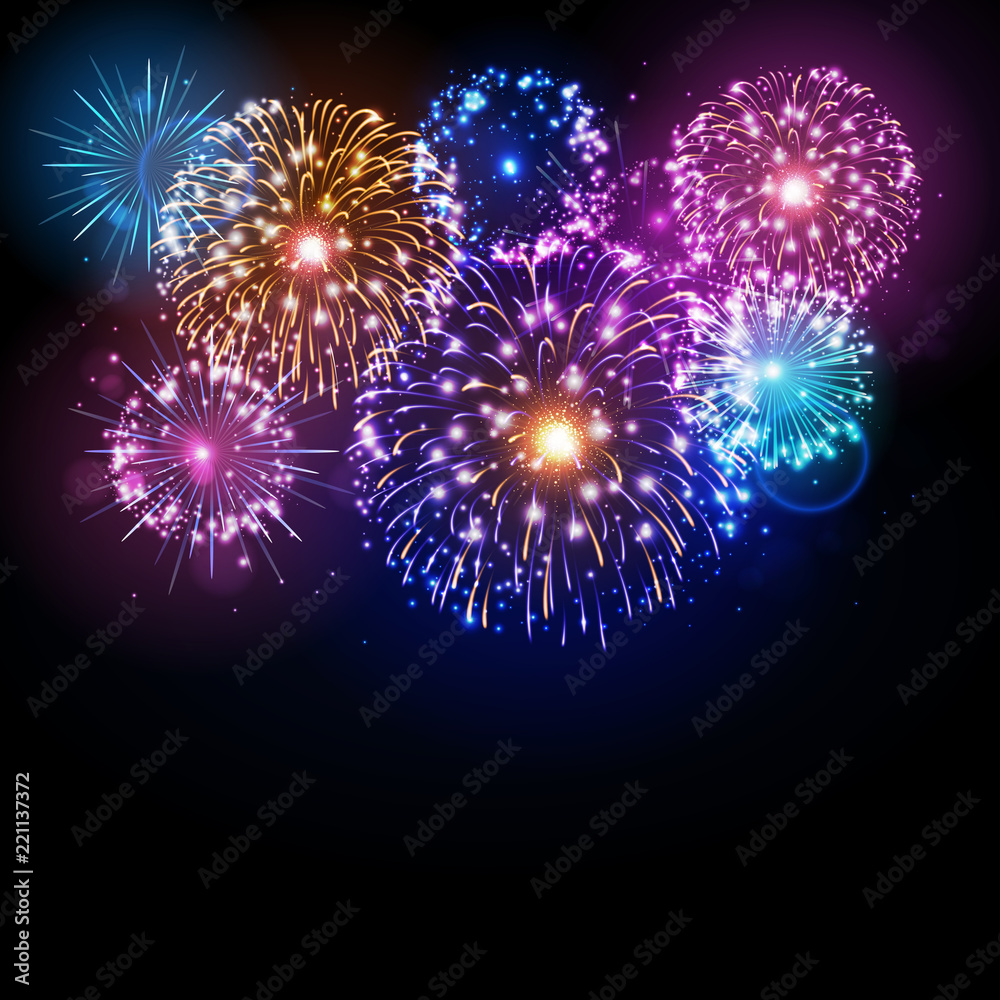 Obraz premium Vector holiday festival colorful firework. Independence day