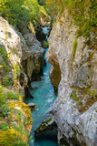Velika Korita is canyon of Soca river in Soca valley in Slovenia