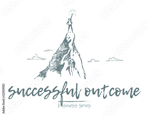 Business achieve success top mountain sun vector