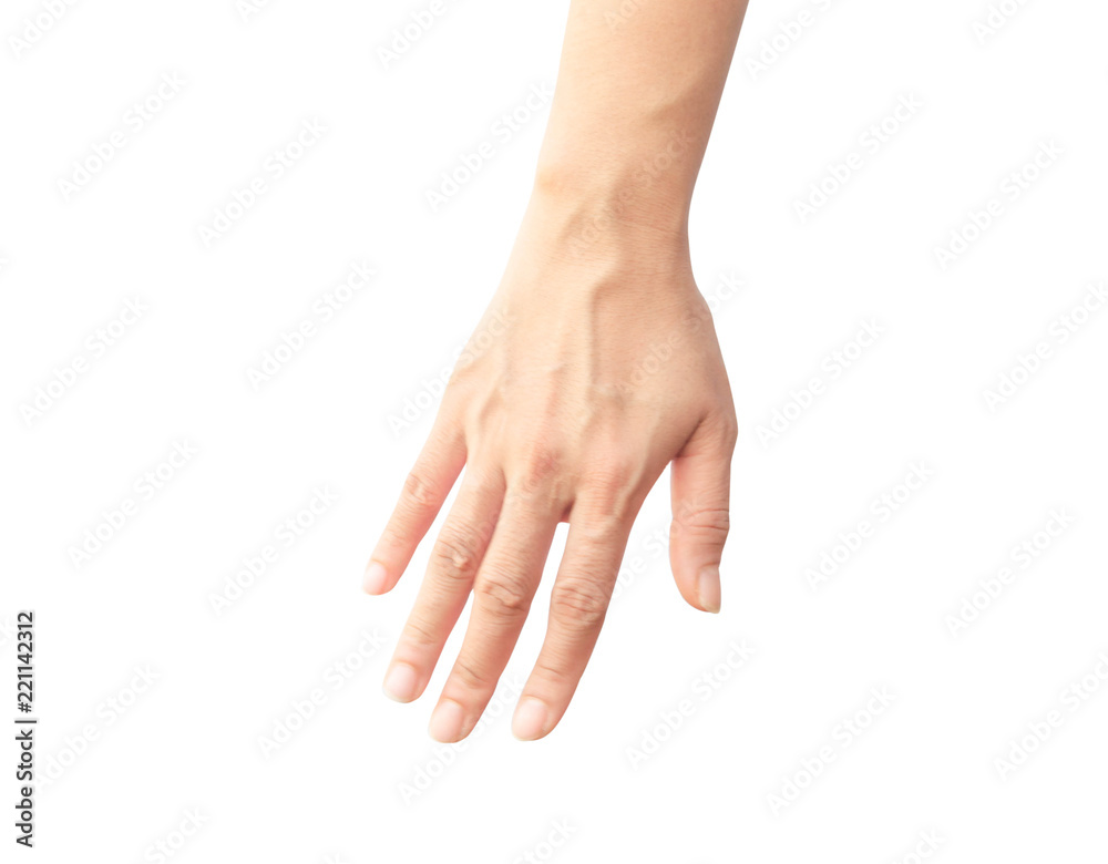 Woman arm with blood veins on white background, health care and medical concept