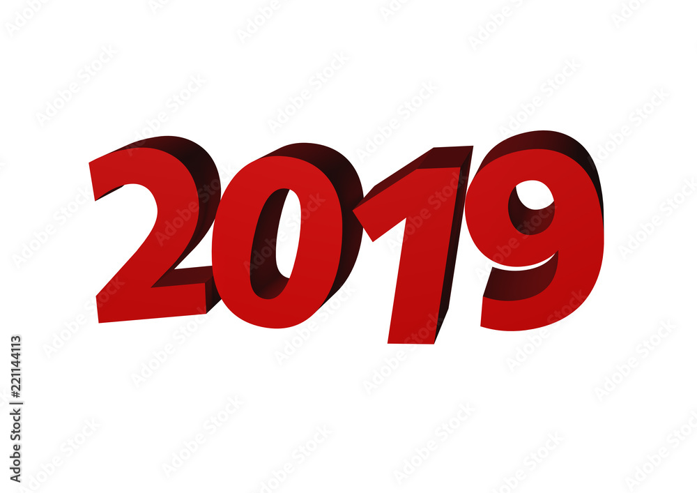 3d year 2019 coming next in red color jumping informal 3d year 2019 coming next in red color jumping informal