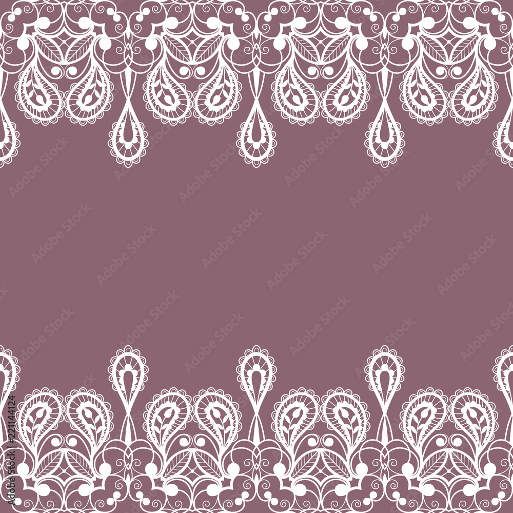 White floral lace decorative background. Vector Illustration