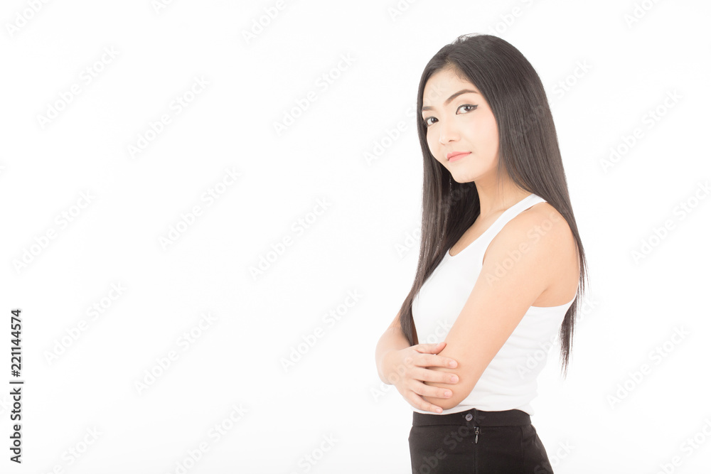 Beautiful Attractive Asian woman with long hair smile with healthy skin feeling so happiness and cheerful,Isolated on white background,Beauty Concept Beautiful Attractive Asian woman with long hair smile with healthy skin feeling so happiness and cheerful,Isolated on white background,Beauty Concept