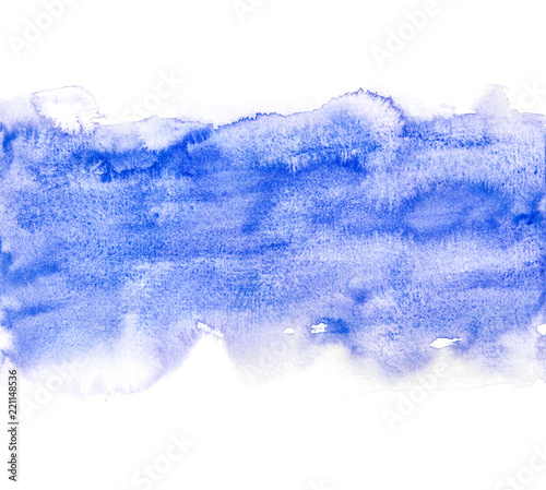 Abstract Blue Watercolor Splashing, Hand Paint On Paper.