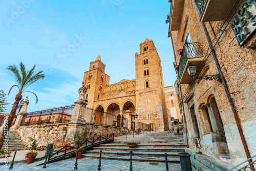 CEFALU / SICILY - SEPTEMBER 15, 2011: Chiesa di Cefalu medieval church, shot taken at dusk after sunset