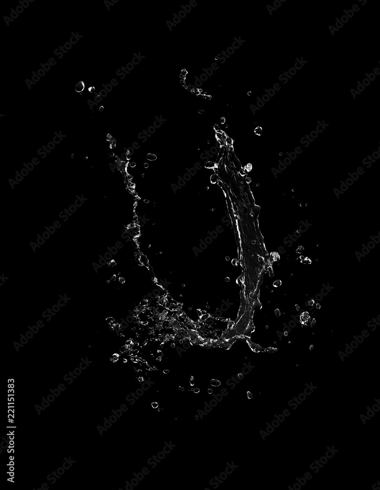 blue water splash isolated on white background