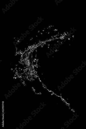 blue water splash isolated on black background © hideto111