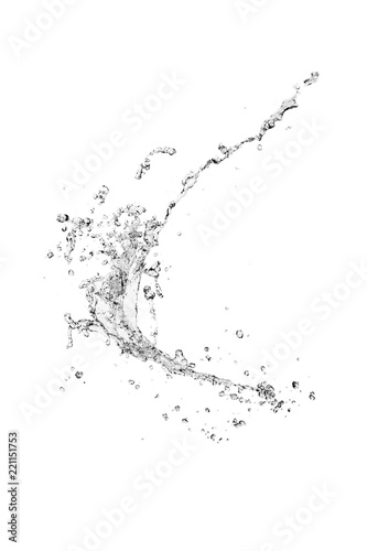 blue water splash isolated on black background