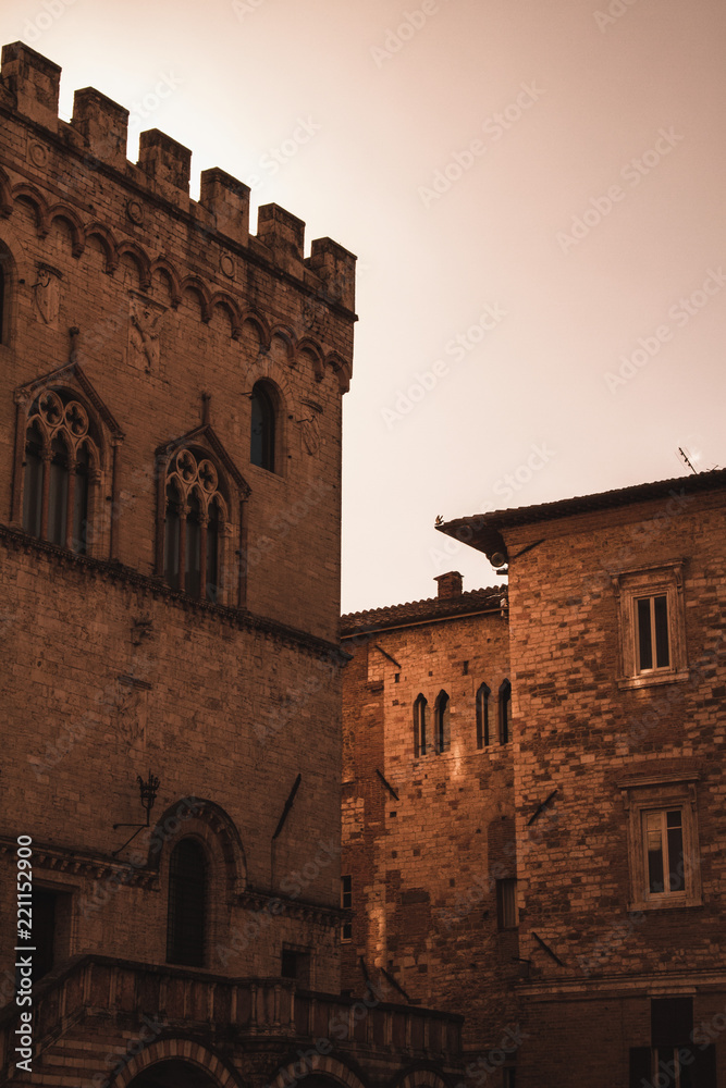 The medieval roofs of Perugia, Italy