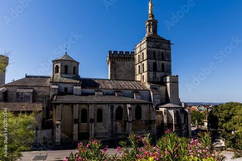 old historic abbey at sunny day in provence, france