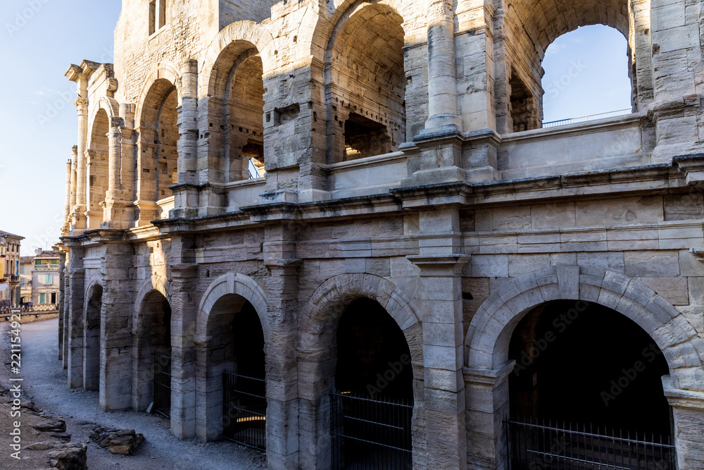 beautiful famous ancient Arles Amphitheatre, provence, france