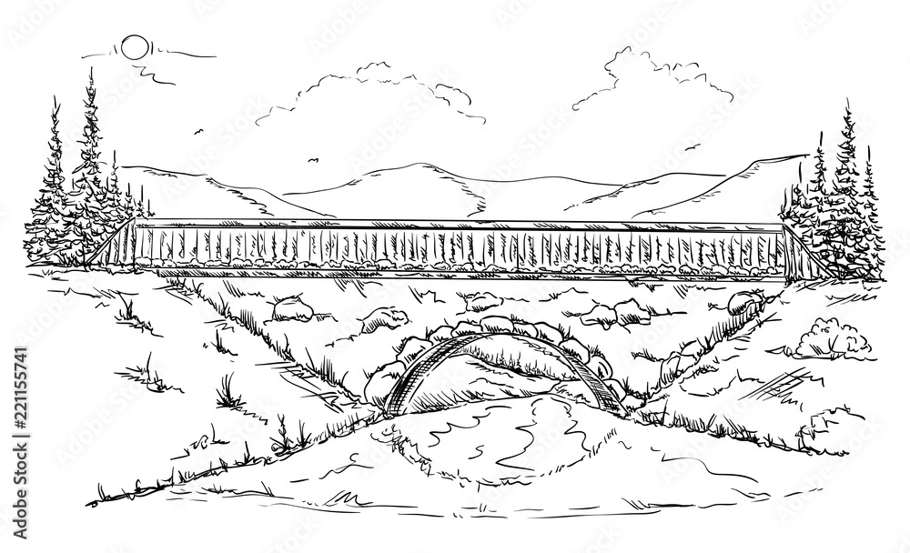 Obraz premium Landscape with Bridge