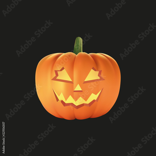 Halloween pumpkin with black background, vector, illustration, eps file © perspectivexx