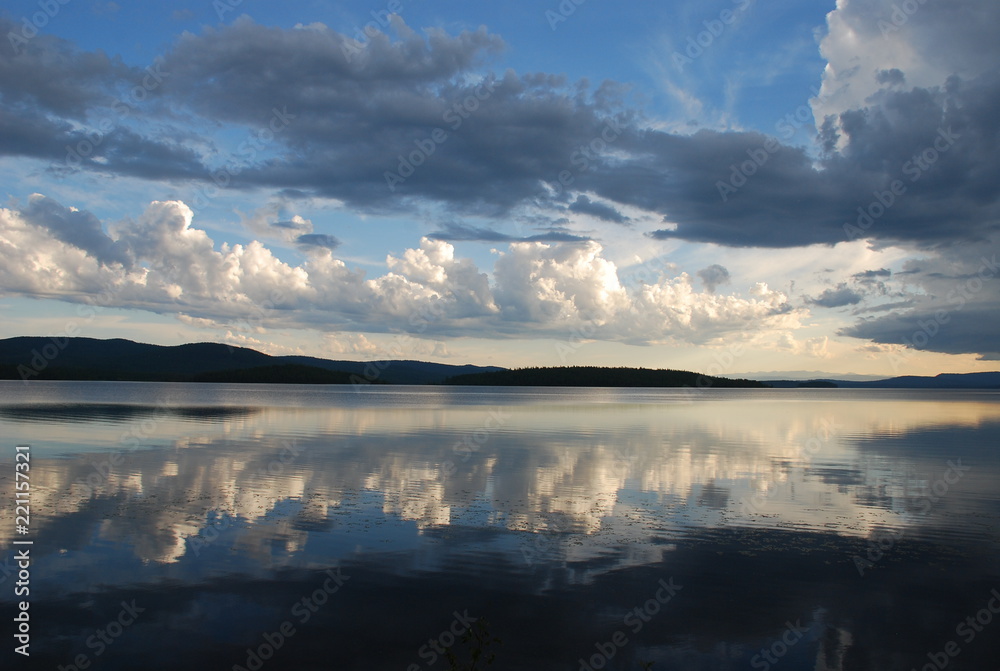 Lake mirror, Azas, Tyva region, Russia
