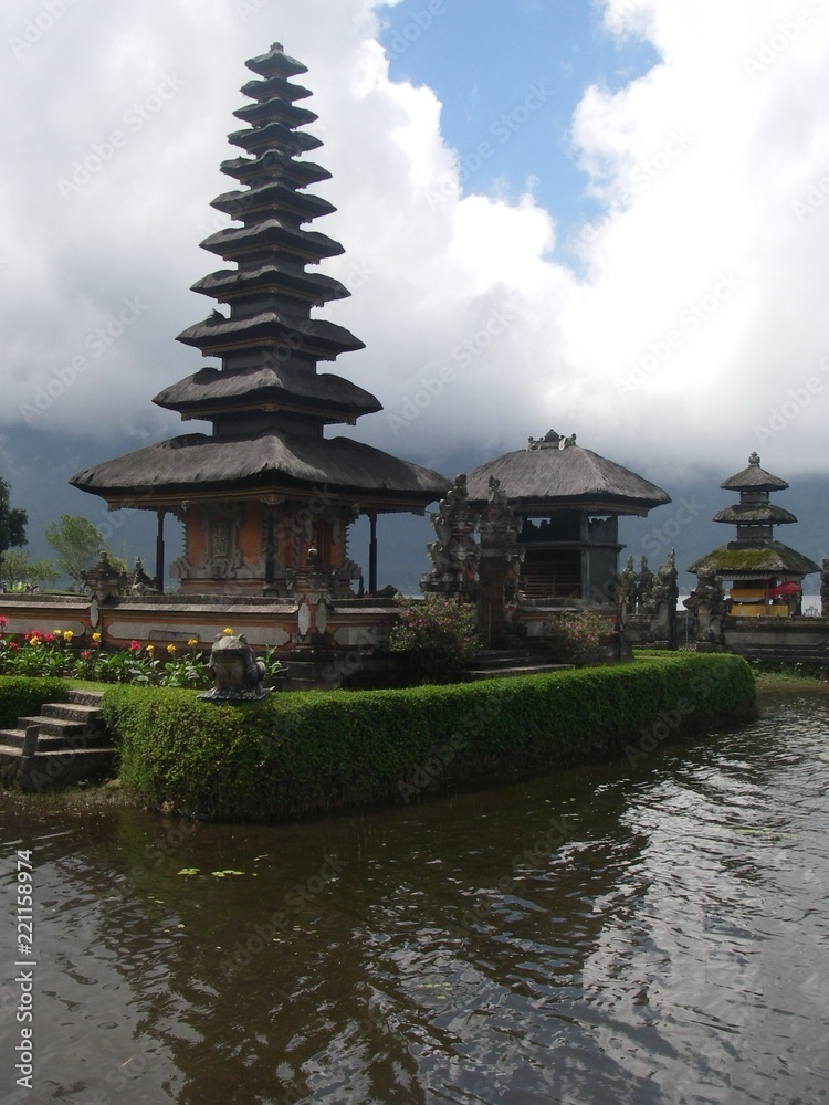 Beautiful Buddhist temple on a lake the nature in Bali Beautiful Buddhist temple on a lake the nature in Bali