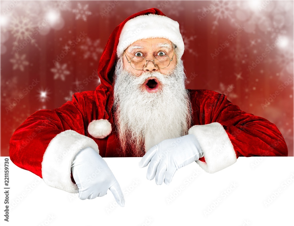 Portrait Of Surprised Santa Claus On White Background Stock Photo Adobe Stock