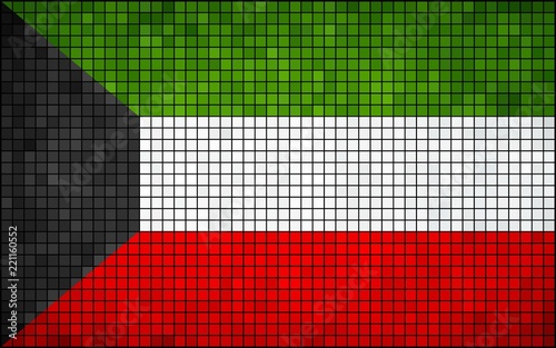 Flag of Kuwait - Illustration, 
Abstract Mosaic Flag of Kuwait, 
Kuwait Flag pictures and vector, 
Kuwait grunge mosaic flag
