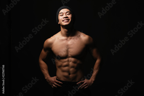 Portrait of young asian boy with fitness body