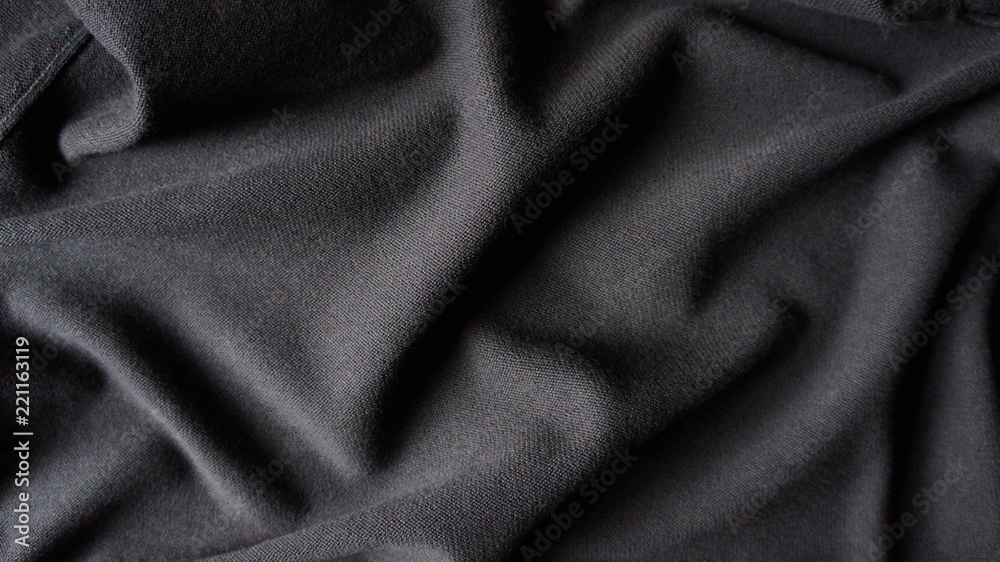 Fototapeta premium Black Rippled Cotton Woven Texture Background