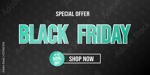 Design of panoramic banner for Black Friday Sale. Vector.