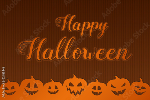 Concept of Halloween background with pumpkins and greetings. Vector.