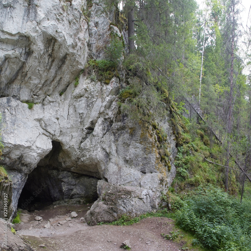 ancient cave in the wild Urals mountains