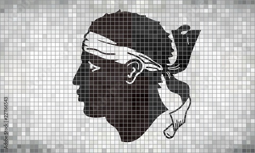 Flag of Corsica - Illustration, 
Abstract Mosaic Corsican flag, 
Flag with head of Maure
