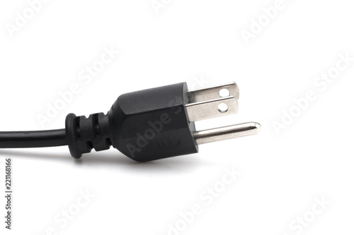 American Three Prong Power Cable on a White Background